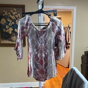 Vintage America Red and White Paisley Blouse